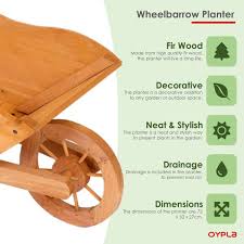 Oypla Wooden Wheelbarrow Planter