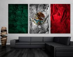 Mexico Flag Canvas Print Wall Art Stone