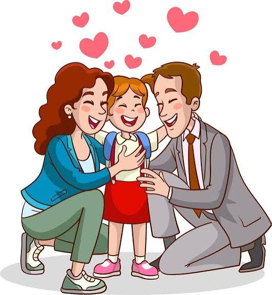 garota feliz e fofa com mamãe e papai 13361463 Vetor no Vecteezy