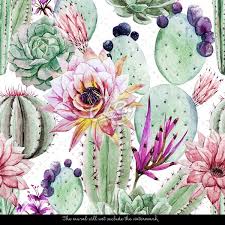 Watercolor Cactus Flowers Wallpaper