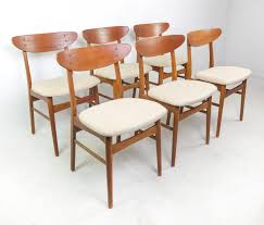set of 6 mid century teak dining chairs