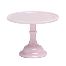 Milk Glass Cake Stand Crown Tuscan Pink