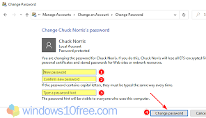 You have to type the current 4) after the computer restarts, you can sign in to windows 10 without password required, and then you can set up a new password if you want. Windows 10 Change Password Windows10free Com