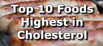 top 10 foods highest in cholesterol