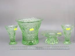 Lot 2 X Green Depression Glass Vases
