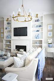 living room spring decor in blue