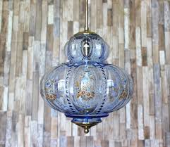 Pendant Light Vintage Glass Globe Blue