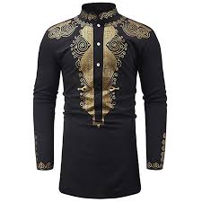 Diomor Mens Retro Casual Long Sleeve African Dashiki Shirt Wakanda Tribe Black Panther Vintage Button Dress Shirts Tops