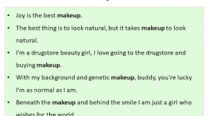 english sentences for makeup