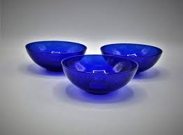 vintage cobalt blue soup bowls set of 3