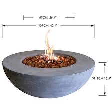 Envelor Lunar Outdoor Fire Pit 42 In Round Concrete Natural Gas Fire Table With Lava Rocks And Cover Gray