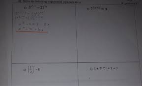 Following Exponential Equations For X