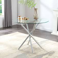Modern Glass Dining Table 4 Chrome Legs
