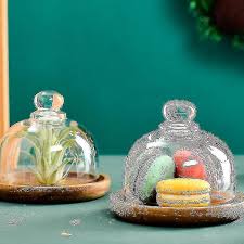 Glass Dome With Wooden Base Mini Cake