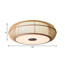 Round Bamboo Shade Flush Ceiling Light