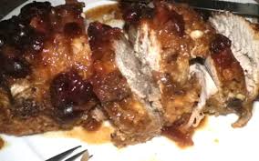 Rub the roast all over with 2 tablespoons oil, then season the pork loin with the onion soup powder, black pepper and garlic powder. Slowcooker Cranberry Pork Roast Recipe Recipezazz Com