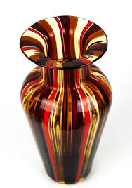 Vintage Murano Glass Vase Red Amber