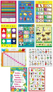 10 X Childrens Kids Educational Learning Posters Chart A4 Nursery School Home