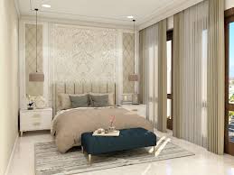 white and beige master bedroom with