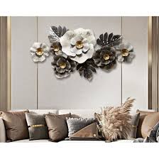 Metal Wall Art Gold Black Flower Art Decor