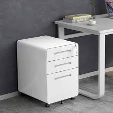 24 clever storage ideas for your desk. Boyel Living White Metal Storage Decorative Vertical File Cabinet 3 Drawer With Lock Mobile Pedestal Under Desk Wfwf191010aak The Home Depot