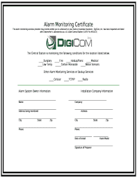 alarm monitoring certificate fill and