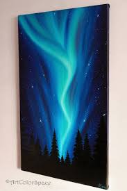 Northern Lights Art Oil Painting On Canvas Night Sky Aurora