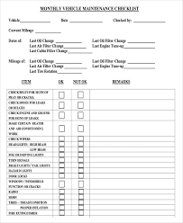vehicle checklist 19 exles