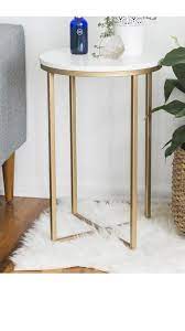 White Faux Marble Side Table In