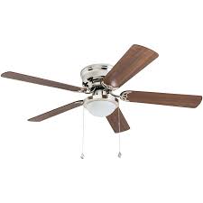 The hunter dempsey hugger indoor ceiling fan comes with four reversible blades, an led light kit and remote control. Harbor Breeze Armitage 52 In Brushed Nickel Led Flush Mount Ceiling Fan 5 Blade In The Ceiling Fans Department At Lowes Com