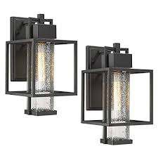 Osimir Outdoor Wall Sconce 2 Pack Farmhouse Style Exterior Wall Lantern In Black Finish With Bubble Glass Lamp Shade Farmhouse Goals