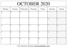 Printable October 2020 Calendar Ko Fi Where Creators