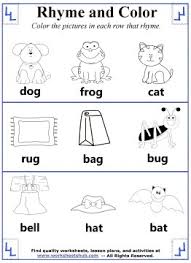 A collection of english esl colours worksheets for home learning, online practice, distance learning and colouring page that requires students to read the instructions in order to achieve the task. Rhyming Word Coloring