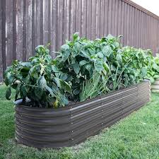 Veikous 8 Ft X 2 Ft X 1 4 Ft Galvanized Raised Garden Bed 9 In 1 Planter Box Outdoor Dark Gray