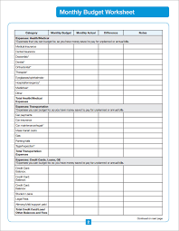 Household Budget Sample Worksheet Under Fontanacountryinn Com