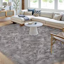 latepis sheepskin faux fur light gray 10 ft x 12 ft cozy fluffy rugs area rug