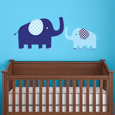 Blue Mom And Baby Elephant Wall Decal