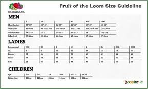 Fruit Of The Loom Womens T Shirt Size Chart Nils Stucki