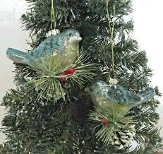 blue bird on pinecone ornaments