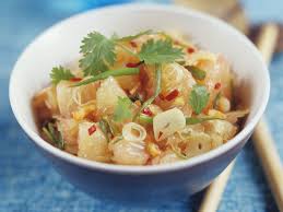 thai style pomelo salad with garlic and
