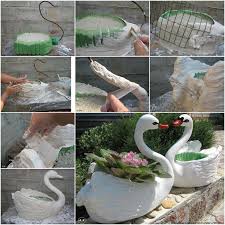 Diy Plastic Bottle Cement Swan Planters