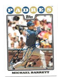 Check spelling or type a new query. Michael Barrett Signed 2008 Topps Baseball Card San Diego Padres Pastpros