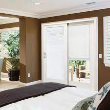 Mp Doors 72 In X 80 In Woodgrain Interior Smooth White Exterior Right Composite Dp50 Sliding Patio Door Low E Built In Blinds