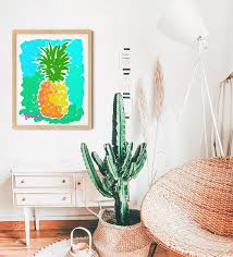 Yellow Pineapple With Aqua Background
