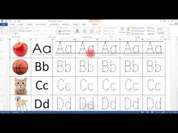 make tracing letter for kids in ms word