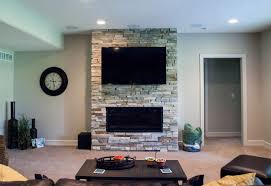 Natural Stone Fireplace With Wall Mount Tv Design Ideas