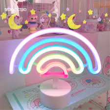 Ins Rainbow Shape Night Light Children Bedroom Sleeping Atmosphere Bedside Lamp Girls Room Decorative Neon Kids Holiday Gfit Led Night Lights Aliexpress