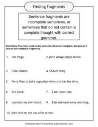 Sentence Fragments Worksheets Examples Definition For Kids