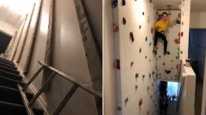 dad builds diy climbing wall in