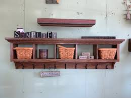 Amazing Wood Wall Shelf With Coat Hooks